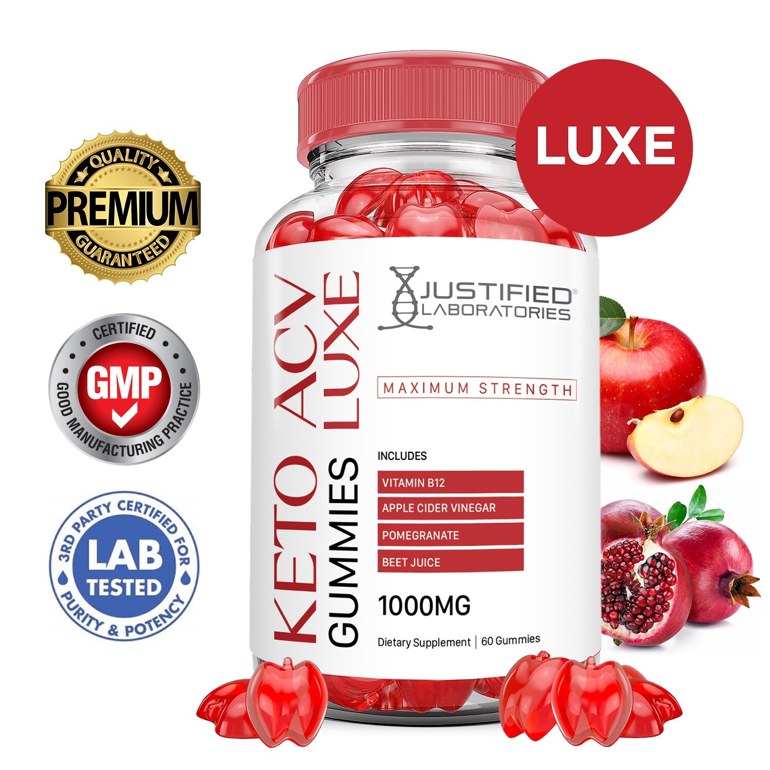 Luxe Keto ACV Gummies 1000MG Apple Cider Vinegar 60 Gummys