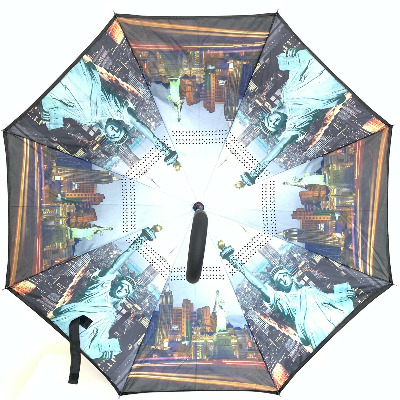 C-Handle Inverted Reverse Umbrella, Flower/City/Unicorn, Inside-out, Upside-down