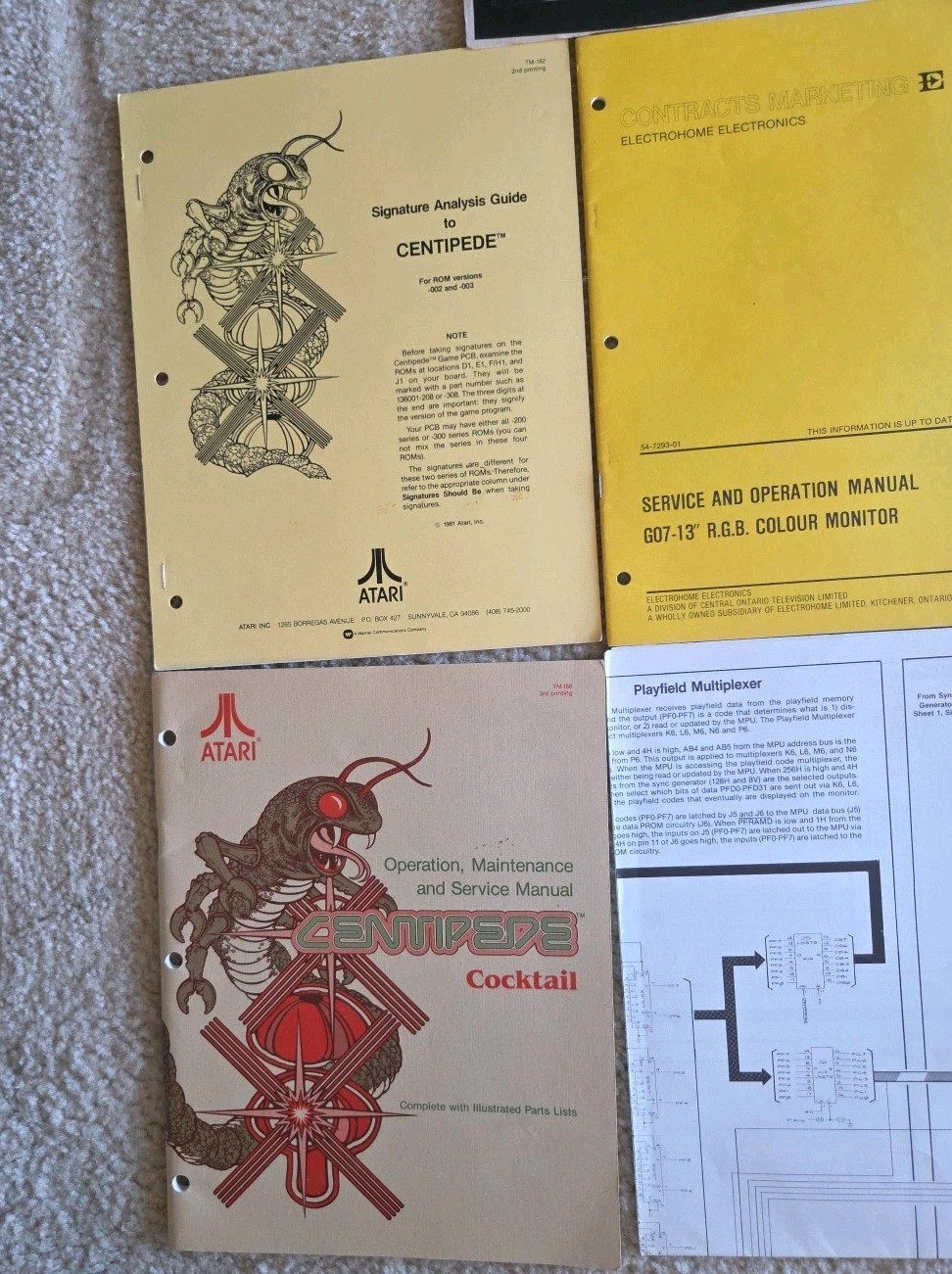 6 Atari Centipede Cocktail Operation Maintenance Service Manuals Schematics