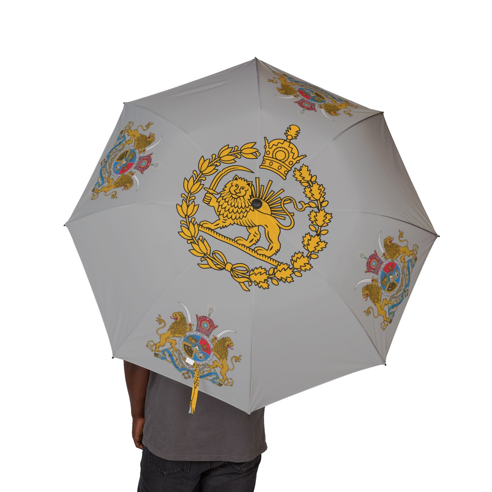 Iran Flag Umbrella | Lion and Sun | Light Grey | Pahlavi | Javid Shah | MIGA