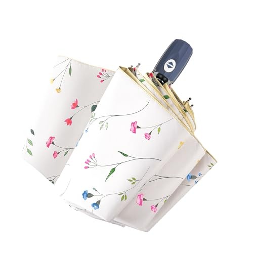 Sun Umbrella Blocking UV Protection Compact Auto Folding Parasol | Carnation