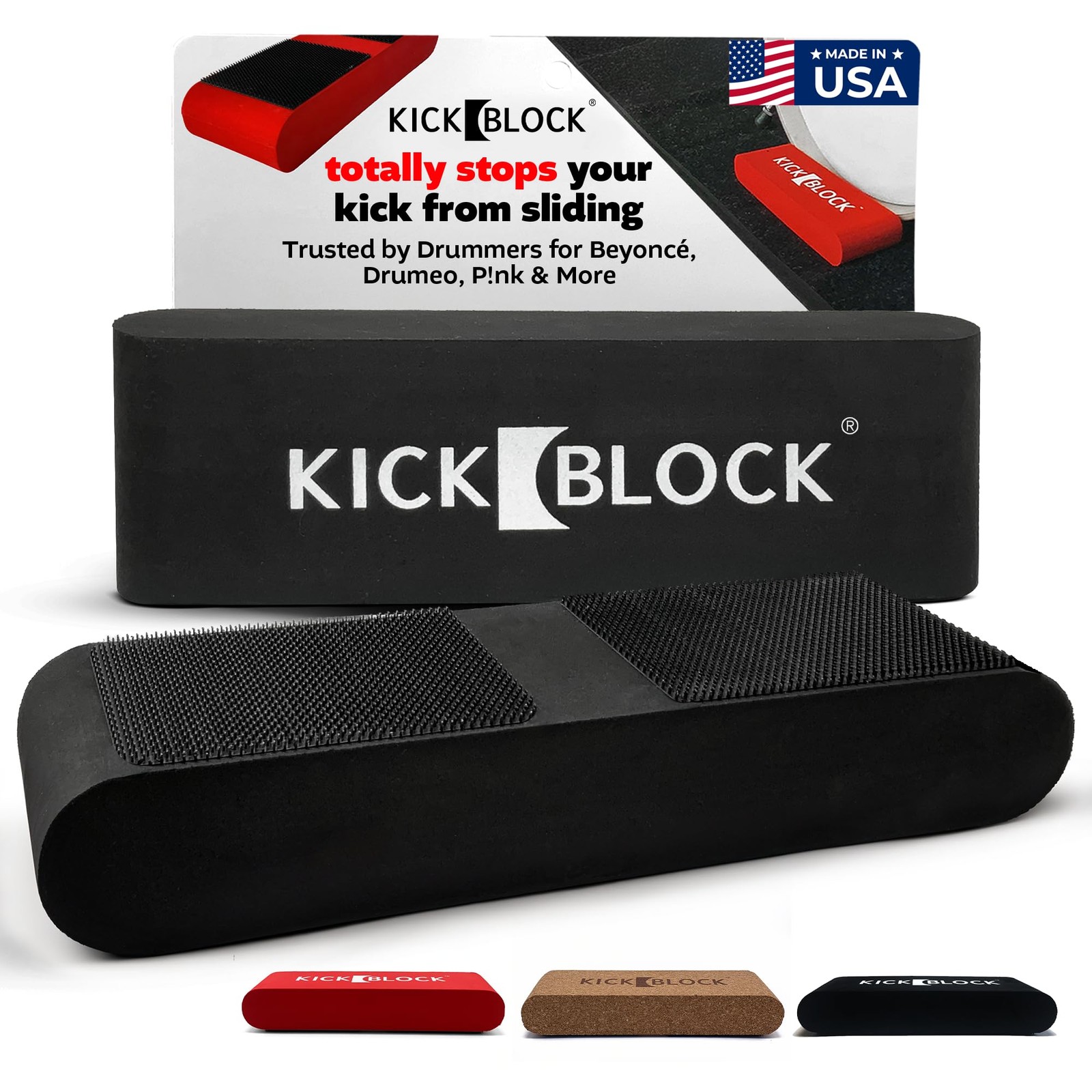 KickBlock Bass Drum Anchor – World's Best Stopper for Creep Stage Black