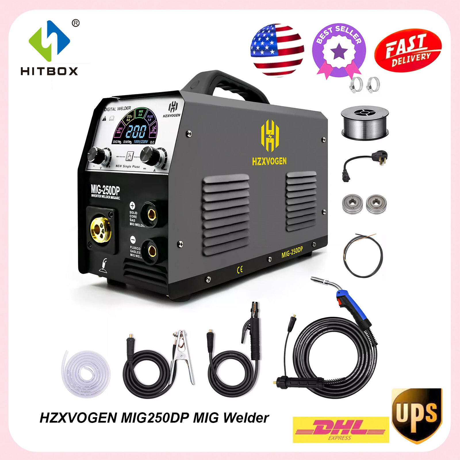 HZXVOGEN 4in1 Multi-Process Welder Aluminum MIG TIG MMA Gas&No Gas IGBT Inverter