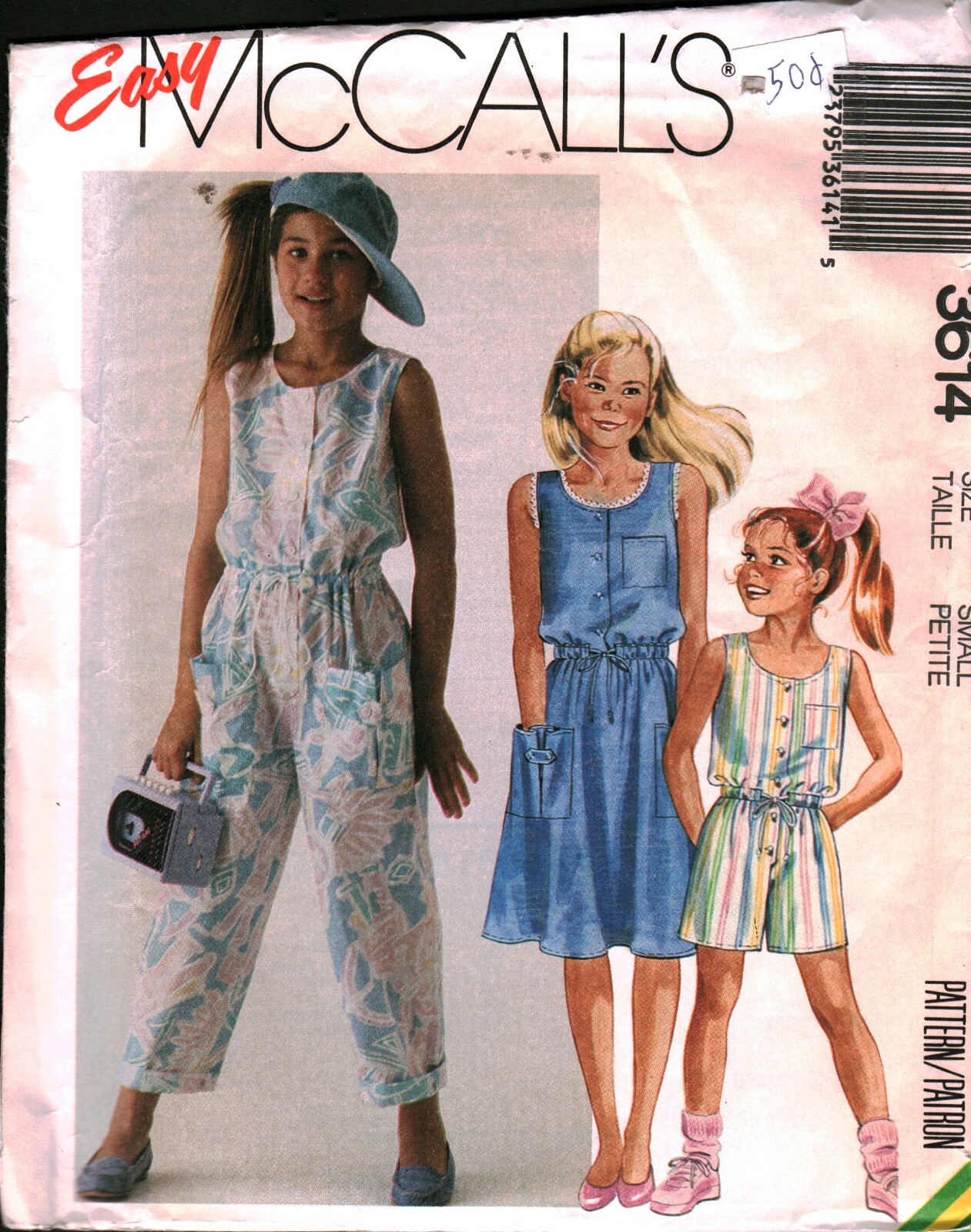 3614 Vintage McCalls SEWING Pattern Girls Dress Jumpsuit Romper Easy OOP Sew SML