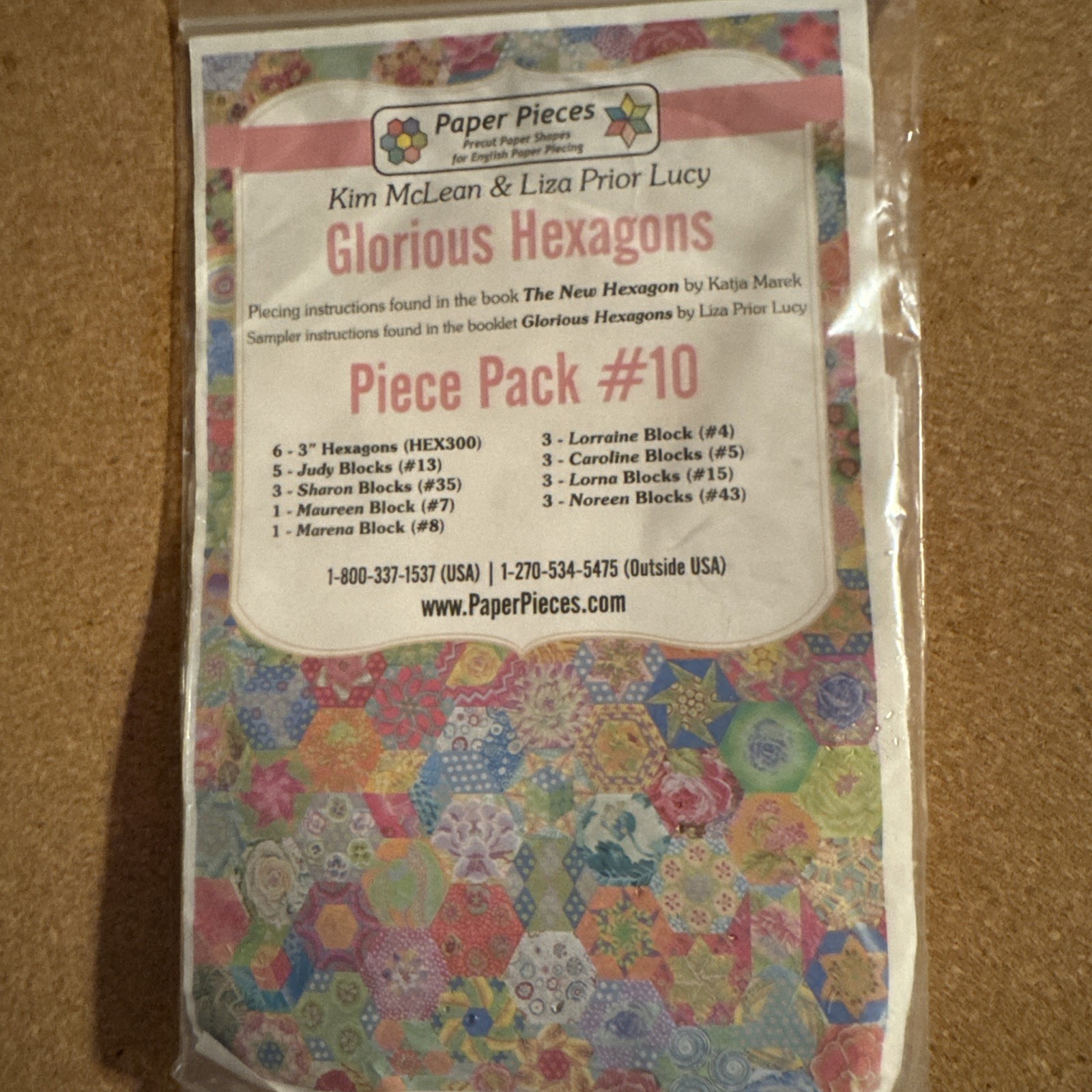Glorious Hexagons Pre-Cut Paper Piece For English Paper Piecing Number 10