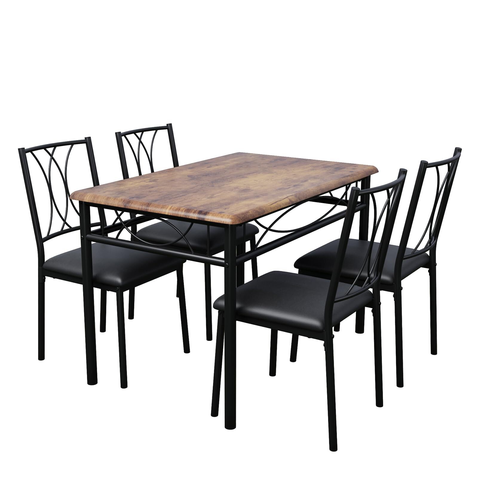 5 Piece Dining Table Set for 4 ,Dinette Kitchen Table and 4 Upholstered Chairs