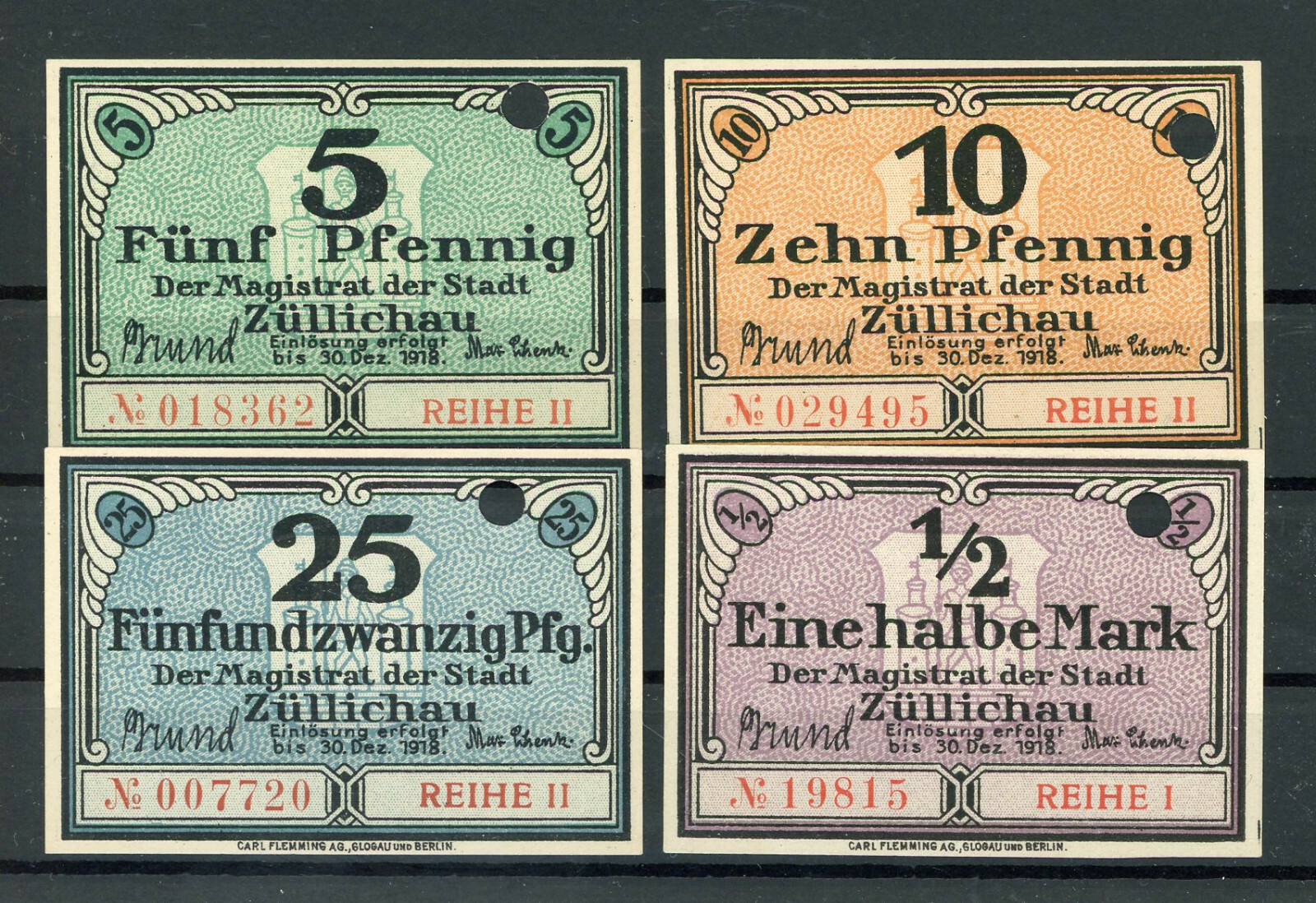 Züllichau 4 Bills Notgeld 2/18698