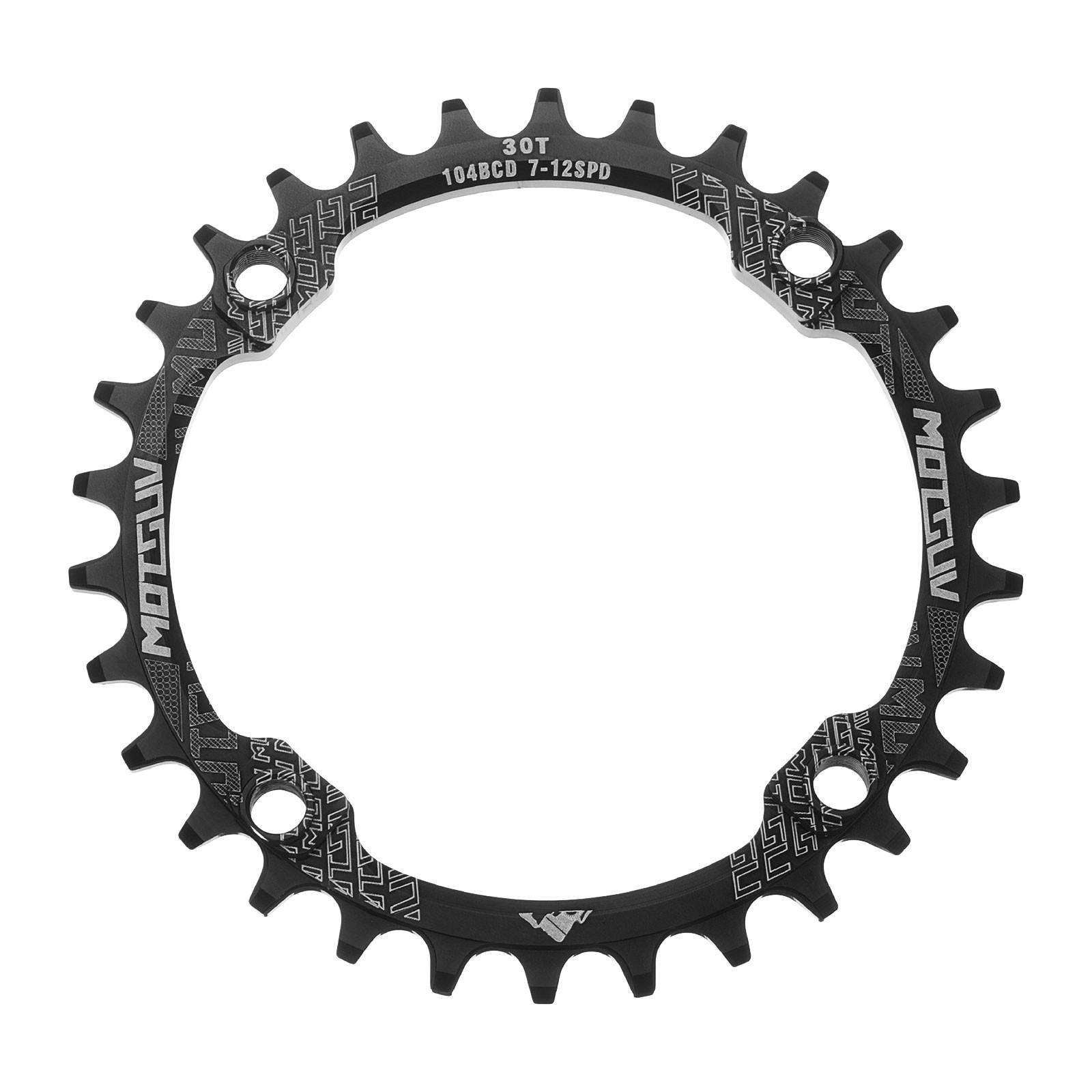 104BCD Bike Chainring 30T 125mm Diameter Round Aluminum Narrow Wide Tooth Black