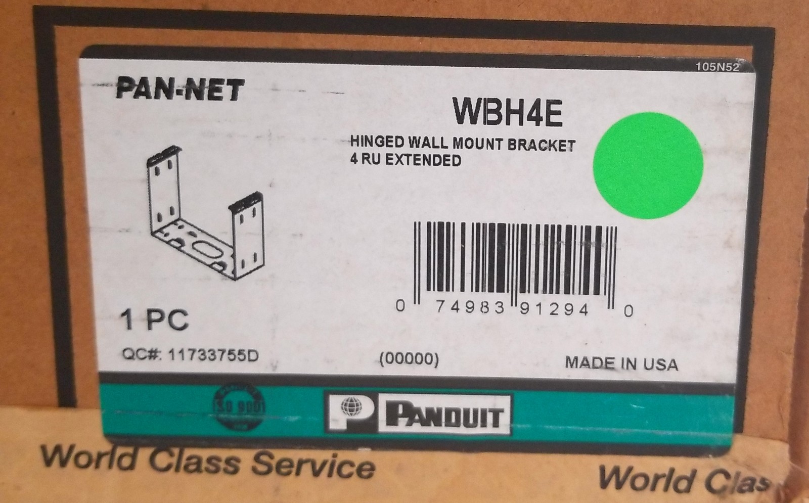 NEW Panduit WBH4E Hinged Wall Mount Bracket 4U Extended Networking Rack