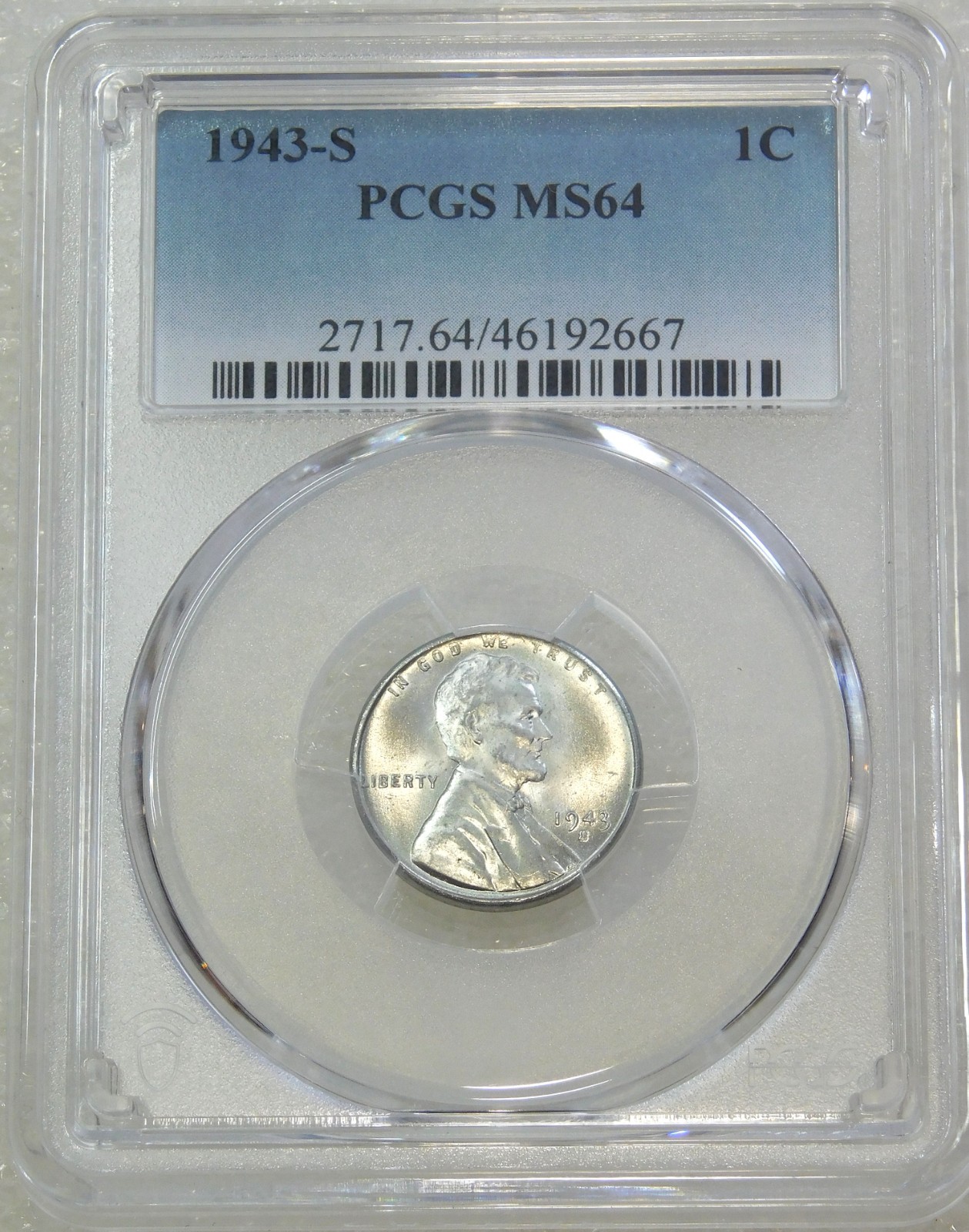 1943-S Lincoln Wartime Steel Cent PCGS MS64 Very Bright Super Luster PQ #R363Z