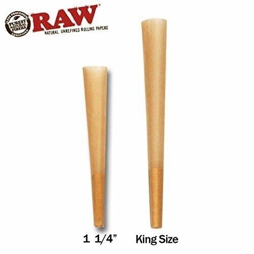 Authentic Raw King Size pre rolled 50 / 100 /150/ 200 Cone + FREE Lighter