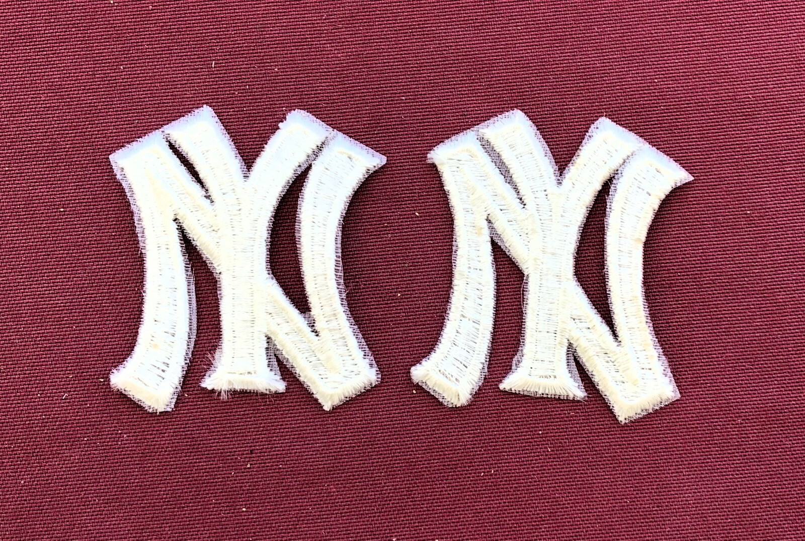 VINTAGE LOT OF 2 N Y YANKEES LETTERS IRON ON PATCHES 2" X 2 1/2" MLB BASEBALL