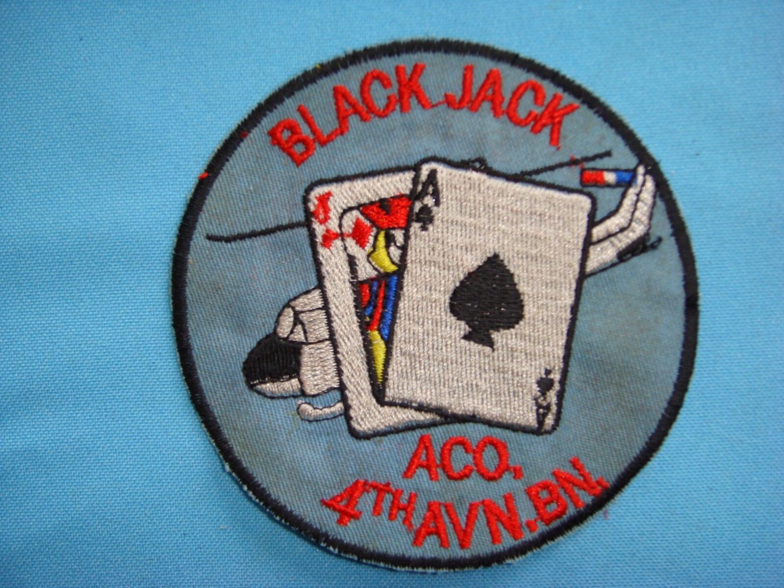 VIETNAM WAR PATCH, US A COMPANY 4th AVIATION BATTALION "BLACK JACK "