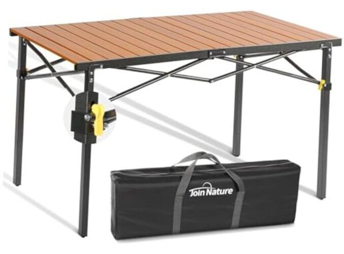 46.4" Large Folding Camping Table for 2-6 People - Heavy Duty Camp Table Nature