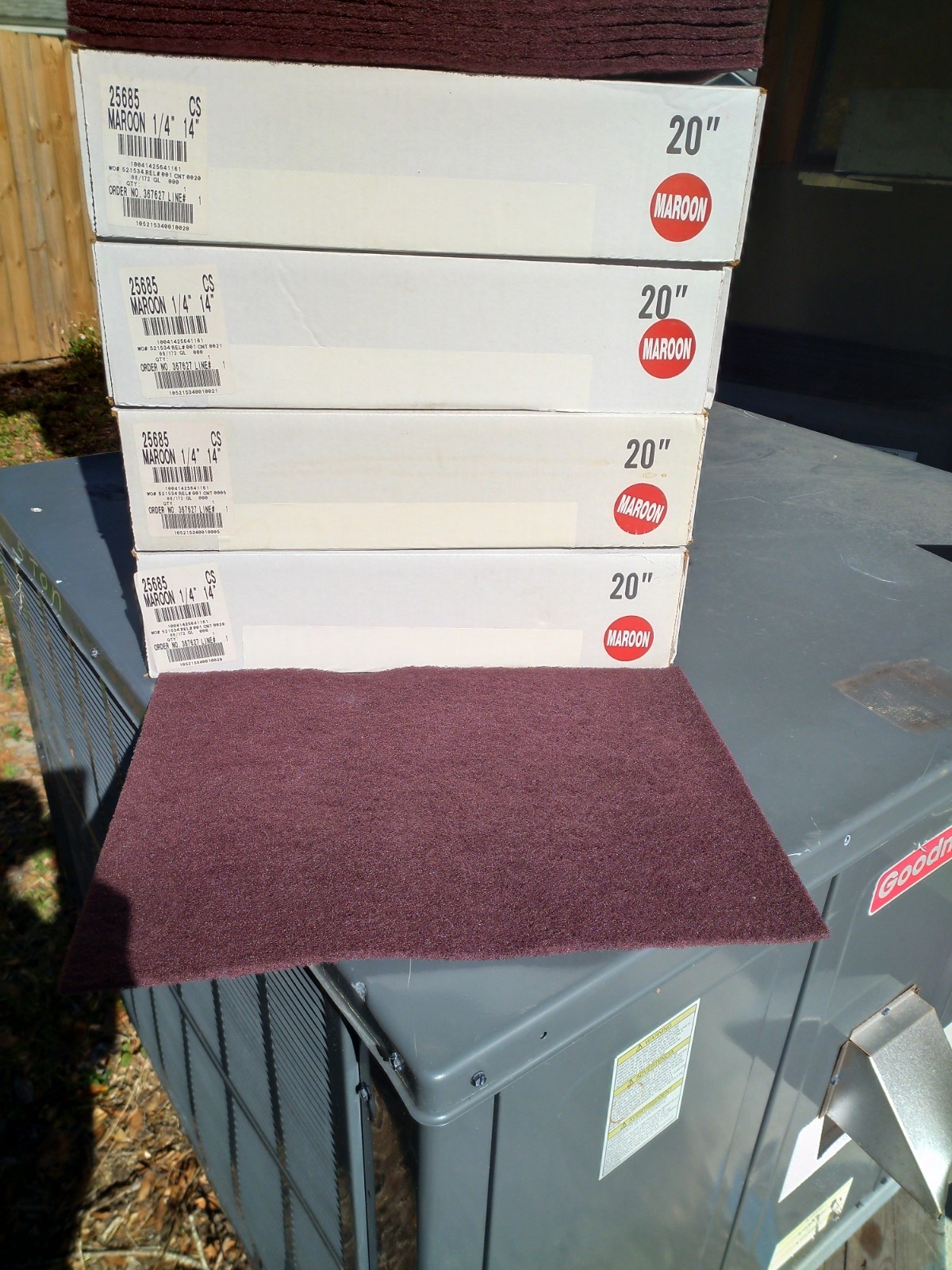 10 Maroon Surface Preparation Pad 14" x 20" x 1/4"Industrial Scotch Brite Style