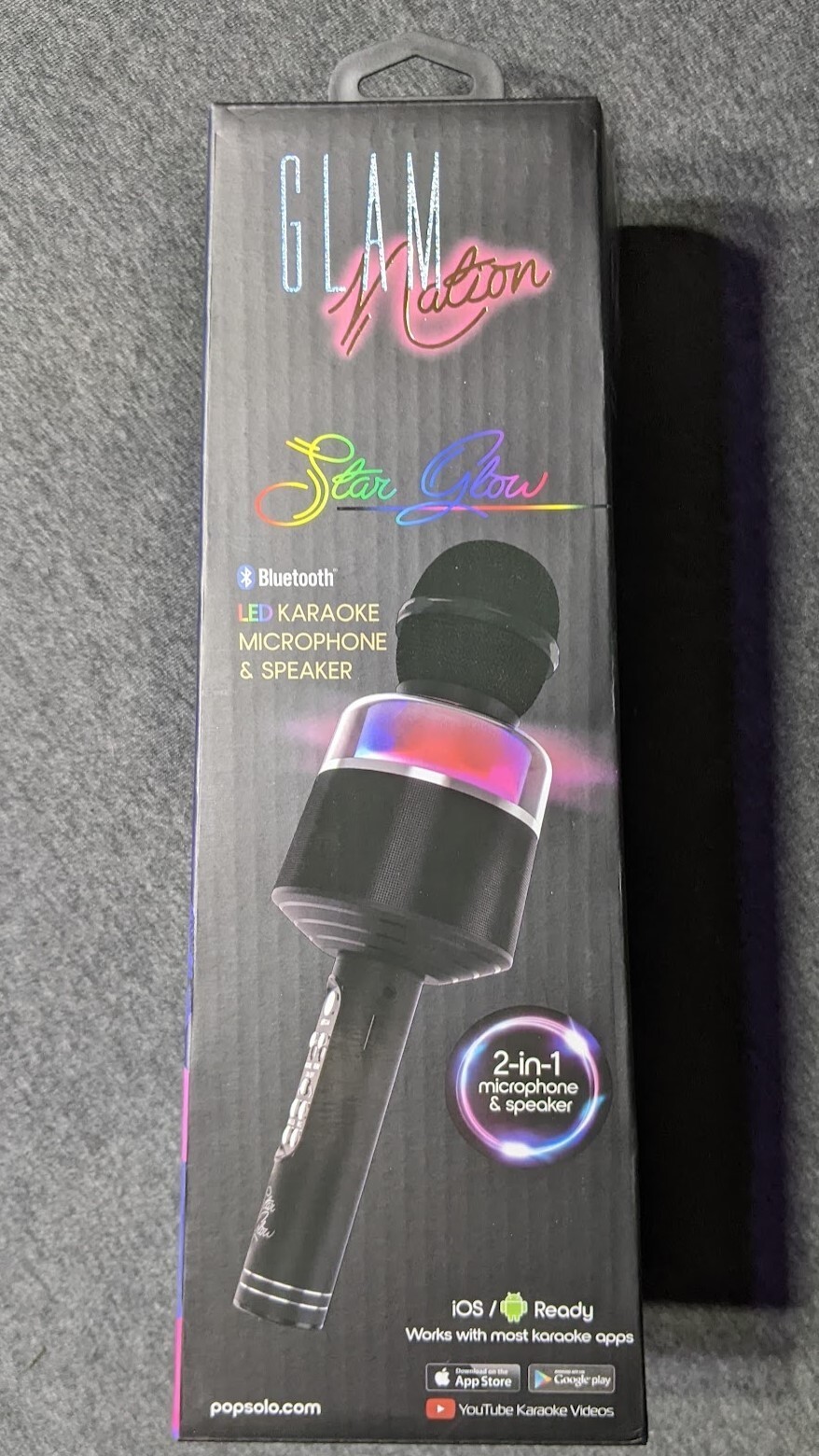 Glam Nation STAR GLOW Bluetooth LED Karaoke Microphone & Speaker NEW Ships FAST