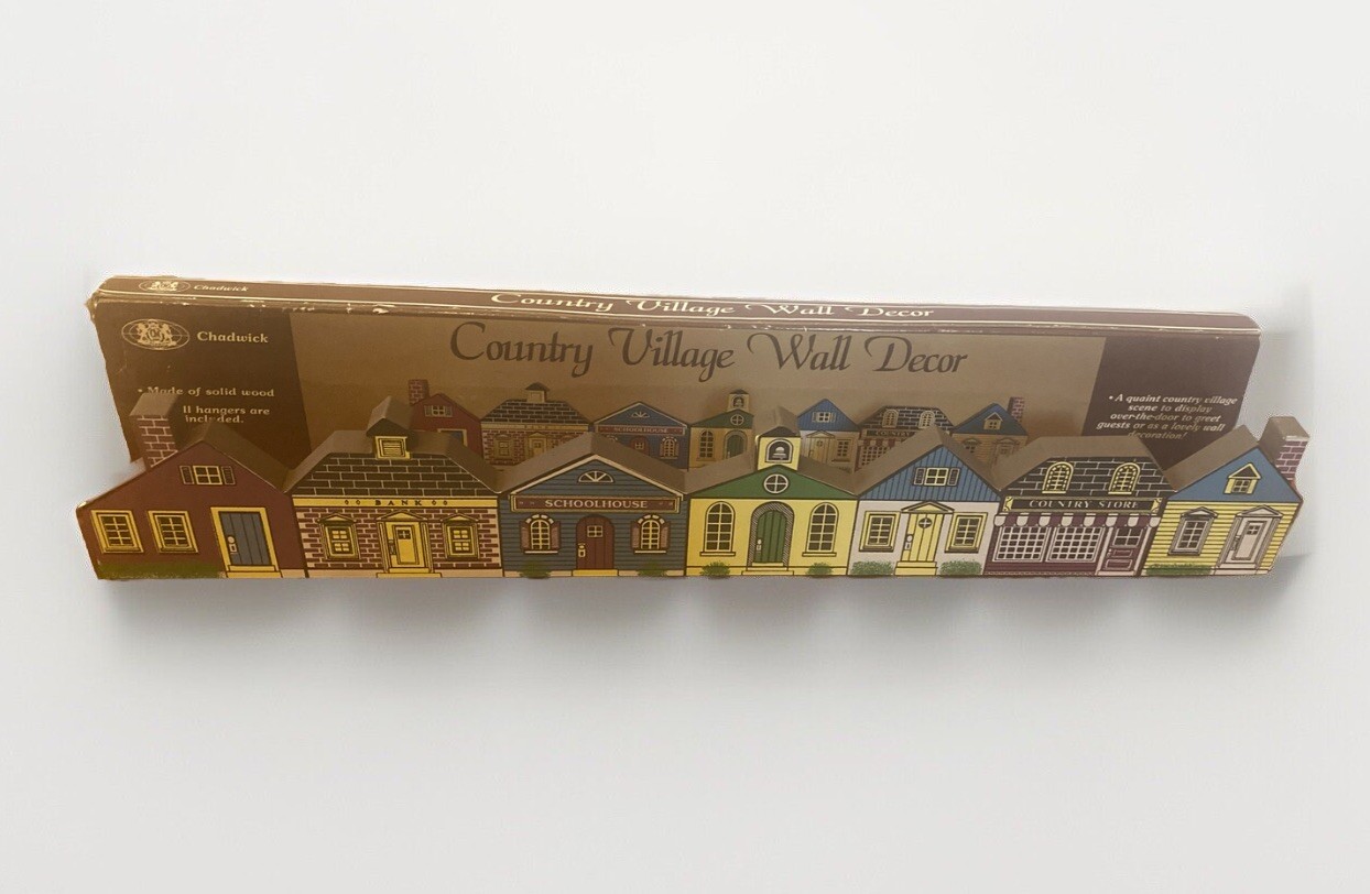 VTG 1987 Chadwick-Miller  Country Village Wall  Decor row Houses Schoolhouse