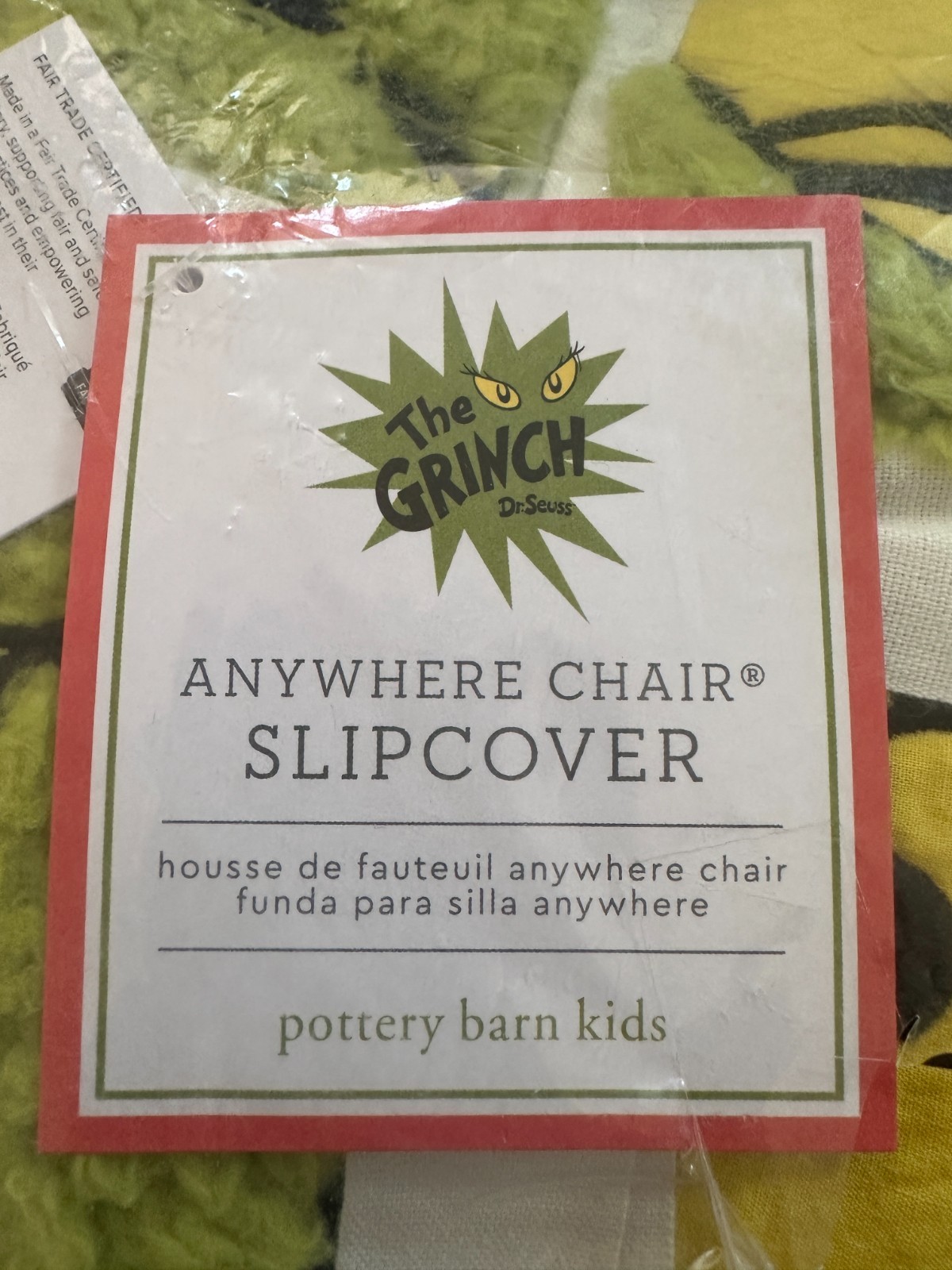 Pottery Barn Kids GRINCH Anywhere Chair Slipcover NEW w/tags RARE!! SOLD OUT ~PB