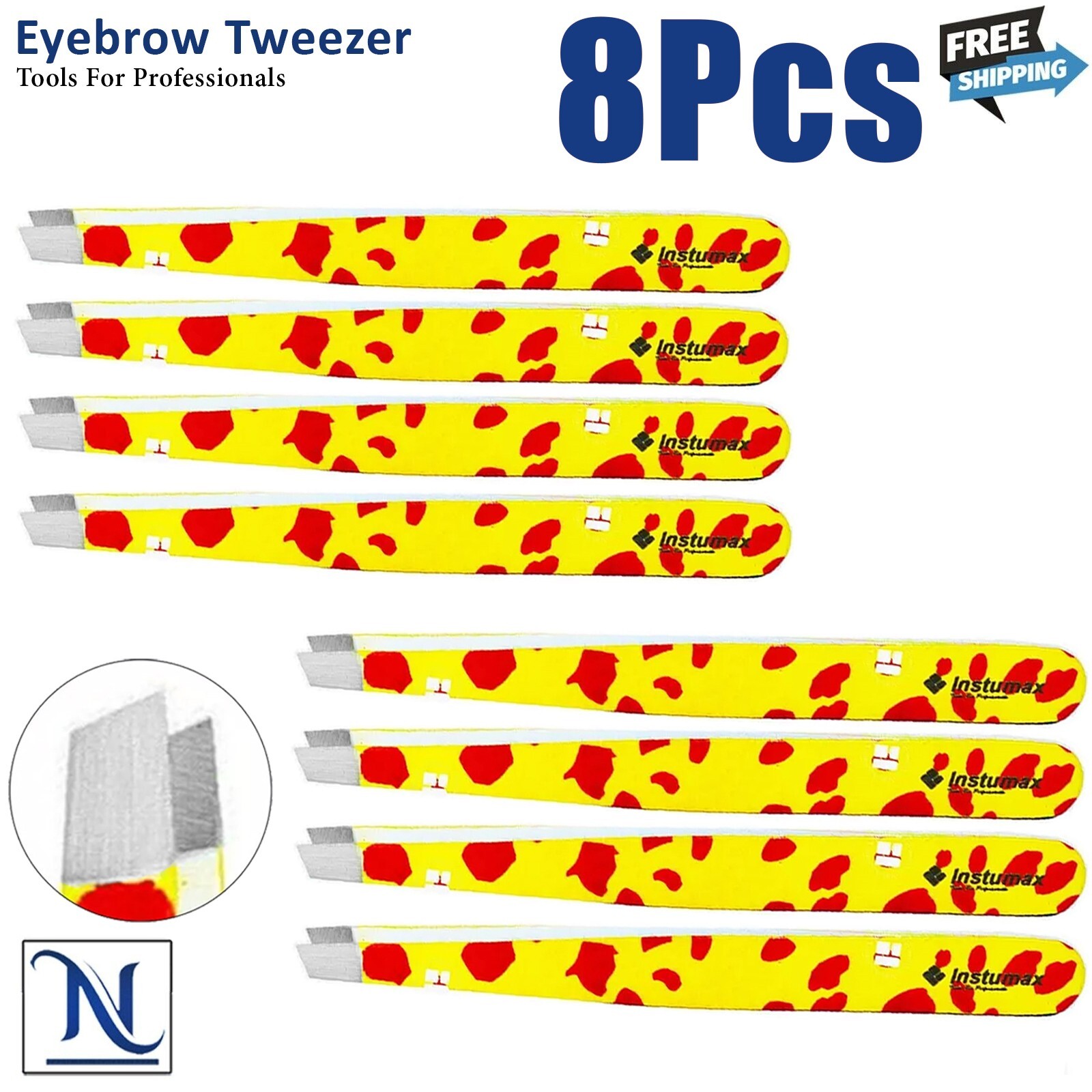 Buy Yellow Tweezers with Red Spots - Stainless Steel Precision Eyebrow & Facial