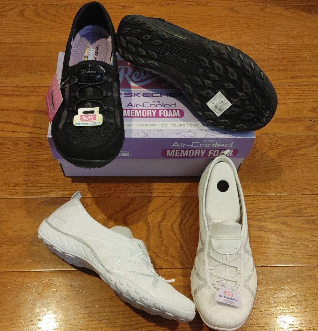 SKECHERS Women's Slip On Relaxed Fit Memory Foam SNEAKERS laceless New Shoes