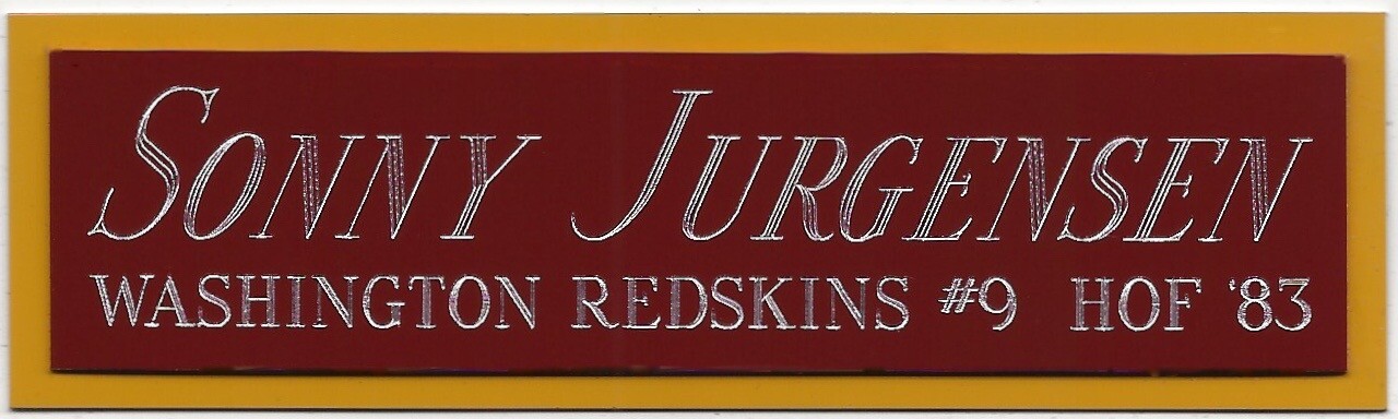SONNY JURGENSEN REDSKINS NAMEPLATE AUTOGRAPH Signed Football Helmet JERSEY PHOTO