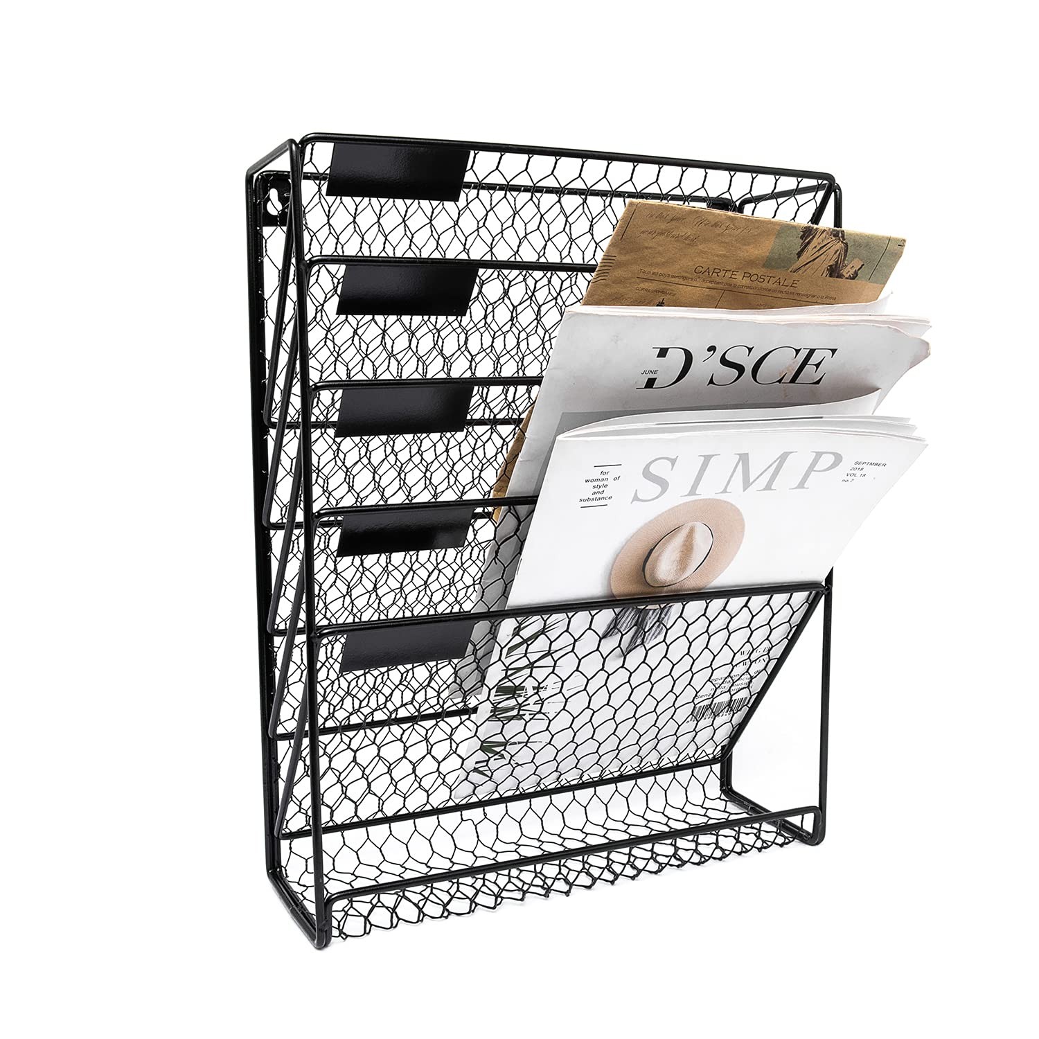 Wall File Holder Hanging Mail Organizer Metal Chicken Wire Wall Mount Rack