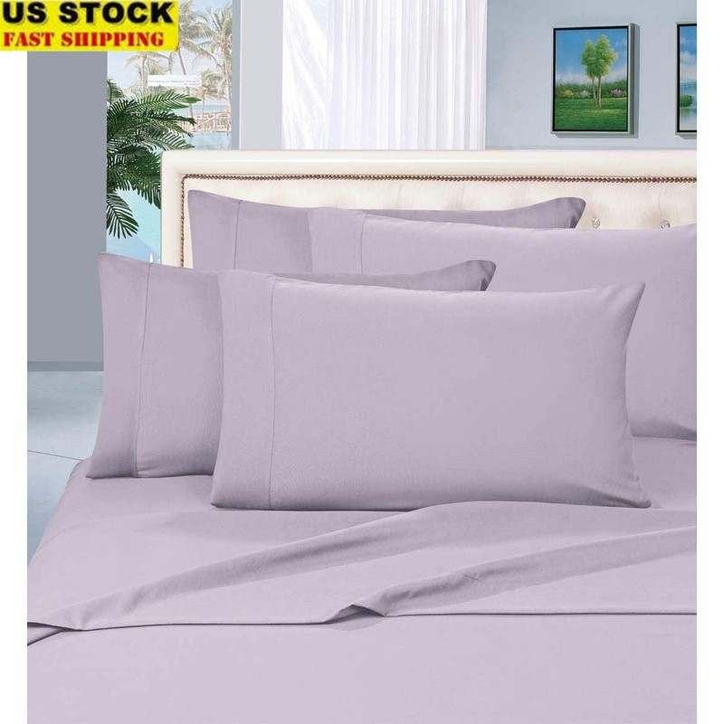 6 Piece Deep Pocket Bed Sheets Set Microfiber Hypoallergenic Cool Comfort King
