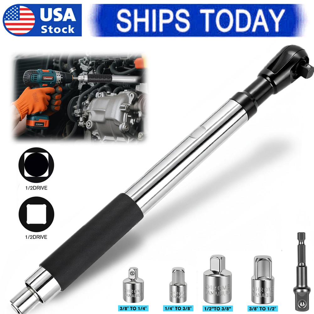 1/2" Offset Extension Wrench, Impact Ratchet Extender for Electric Drill Adapter