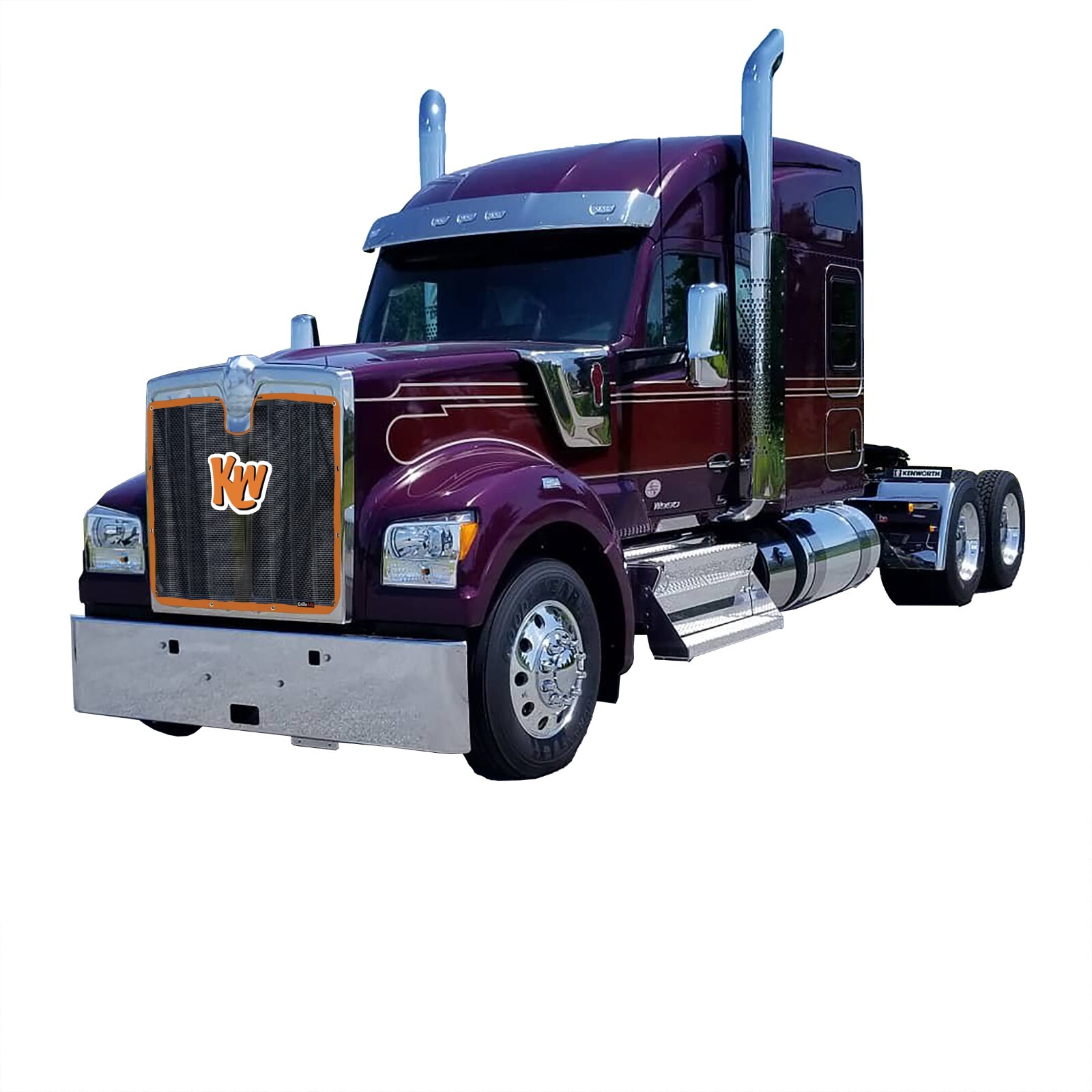 Premium Orange KW Mesh Bug Screen Fits Kenworth W990 By GrilleAdz