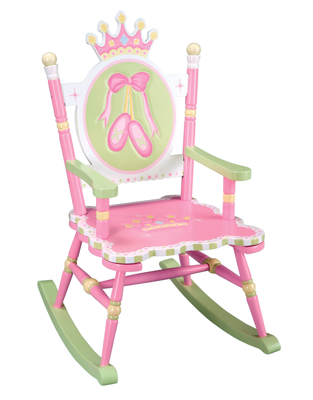 New Guidecraft Girl's Swan Lake Ballerina Pink Crown Rocker Wood Rocking Chair