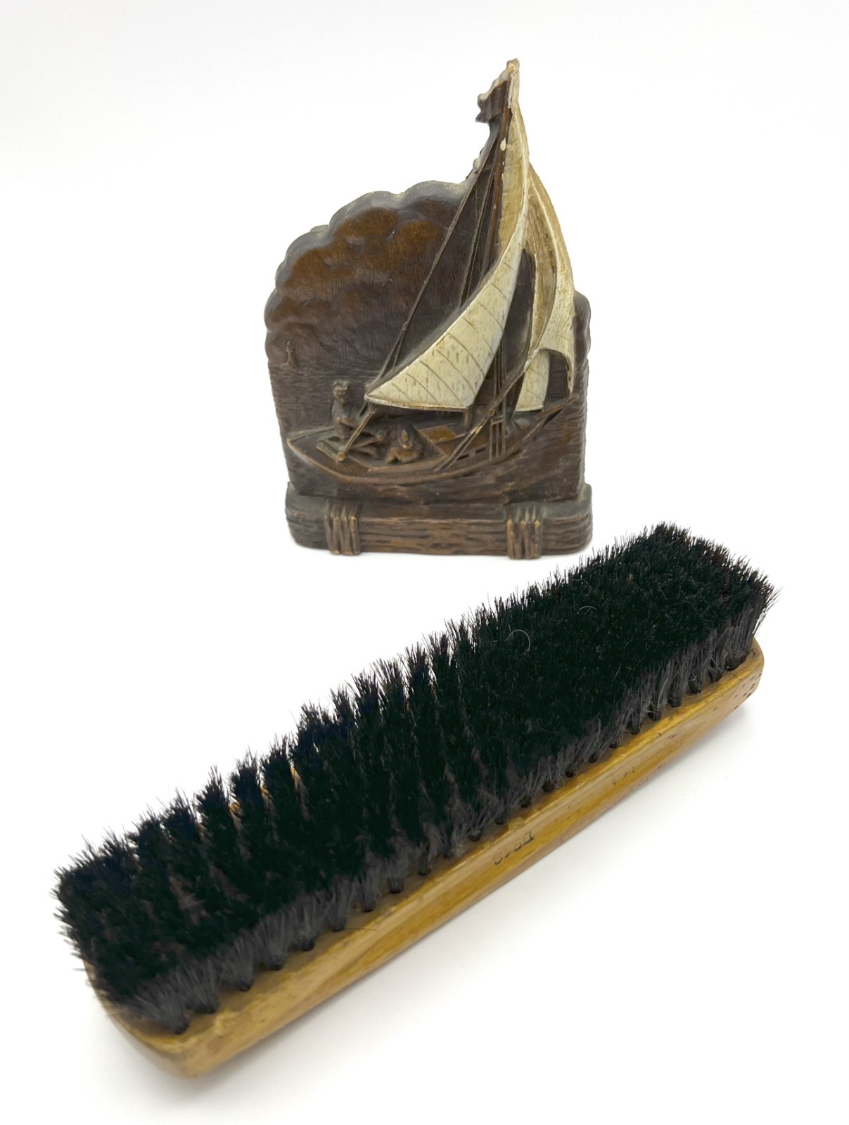 Vintage OrnaWood Sailing Yacht Design Brush Holder With Brush, Men's Accessory