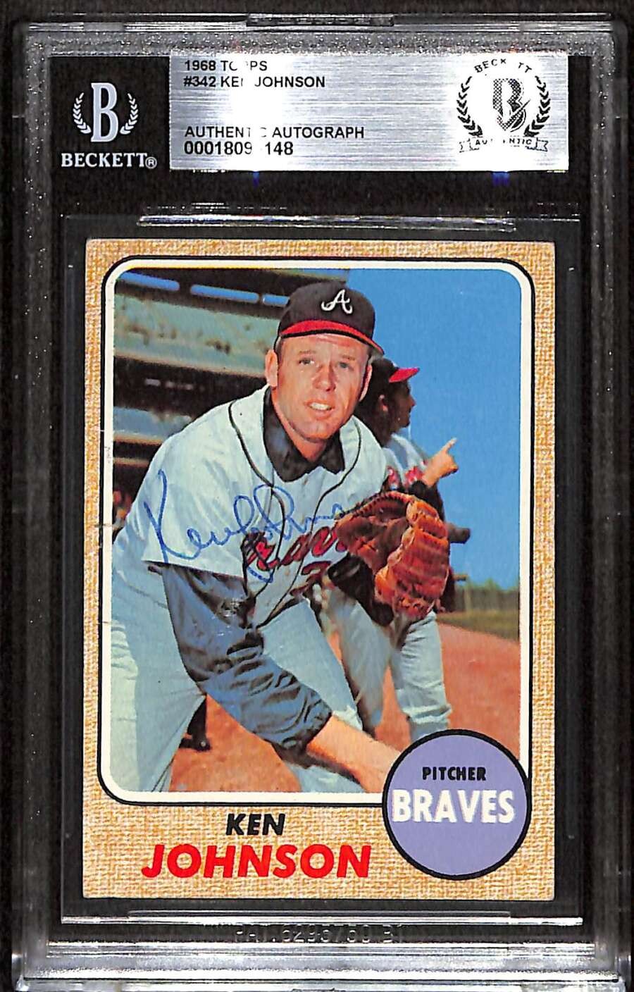 1968 Topps 342 Ken Johnson  BGS Auto Autographed BAS Authentic C100852