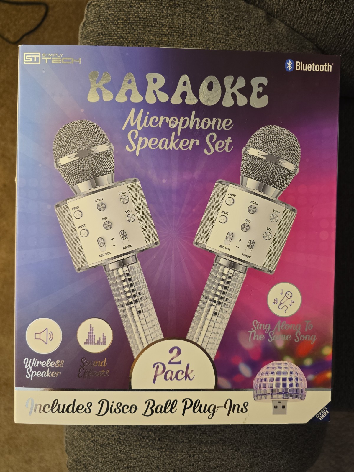 Simply Tech LED Karaoke Microphone Speaker with Bluetooth and Wireless