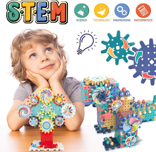 Gear Toys Interlocking Building Blocks, 150 Piece Educational Engineering...