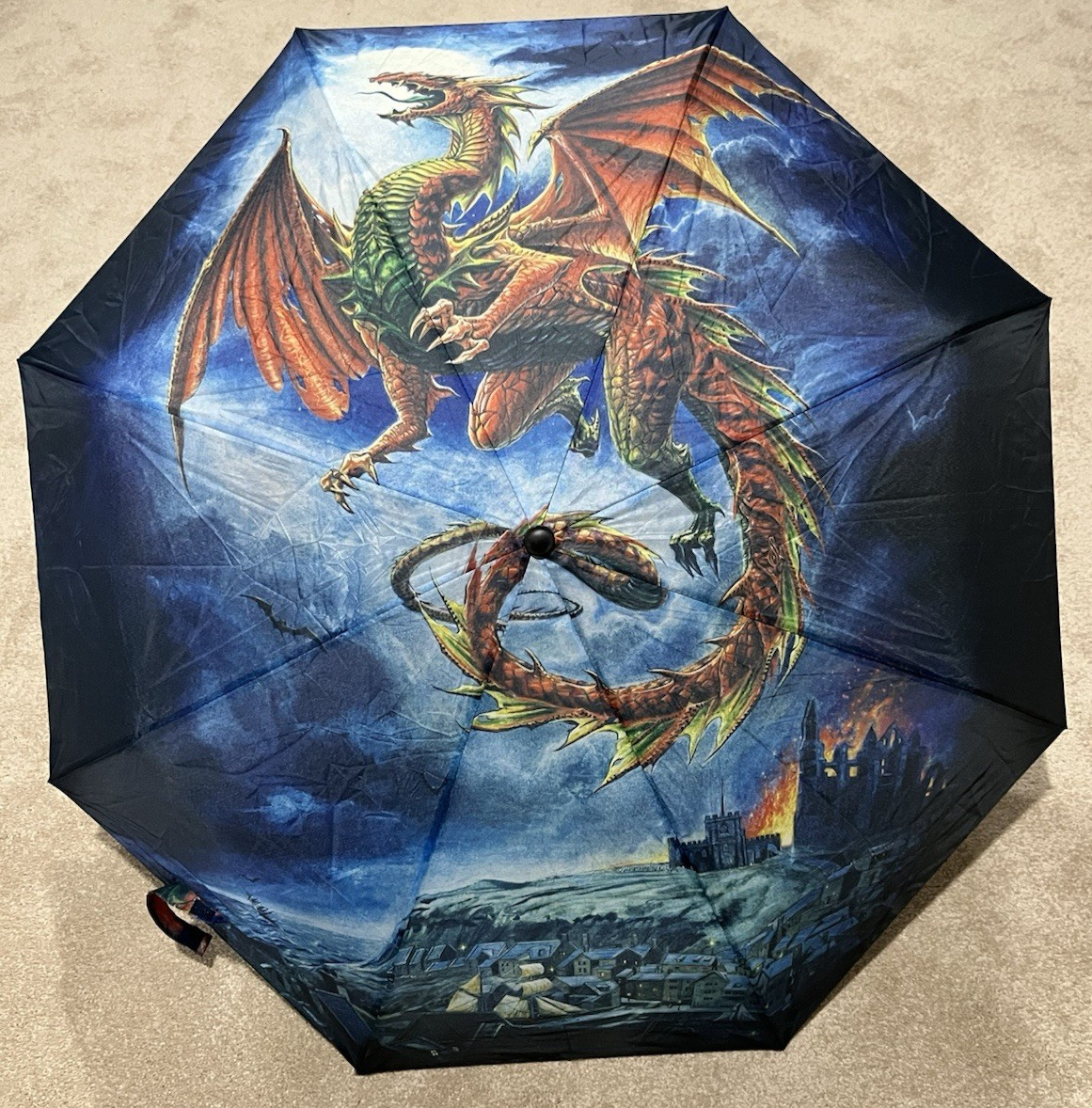 Dragon Umbrella Fantasy Gifts Compact Lightweight Graphic Totem 42" Across READ