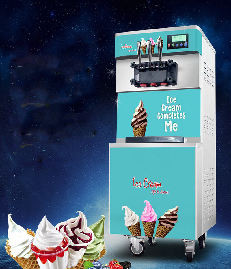 TECHTONGDA 110V 3 Flavor Soft Serve Ice Cream Freezer Machine Summer Dessert