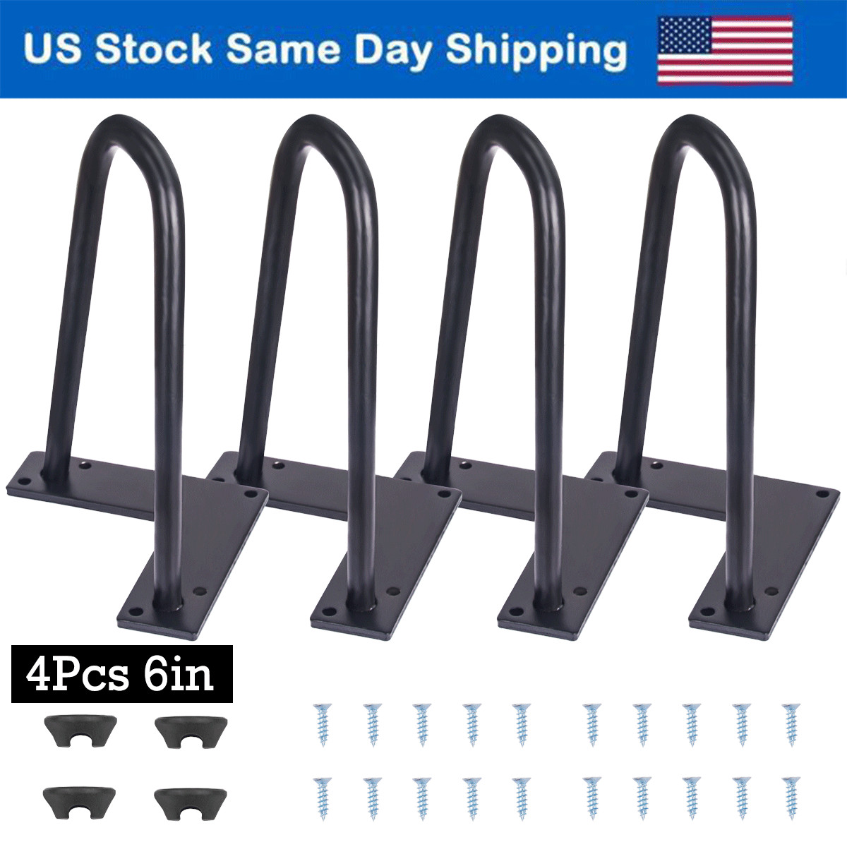 Hairpin Legs Metal Legs TV Desk Coffee Table Legs 6 inch 2 Rods Iron Set of 4 US