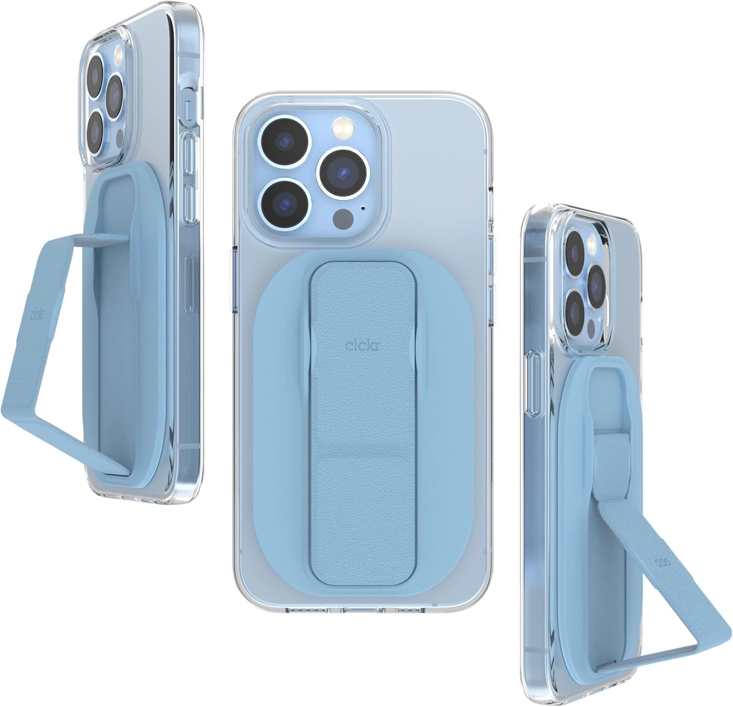 CLCKR MagSafe Phone Grip Kickstand with Finger Strap for iPhone 15/14/13 Blue