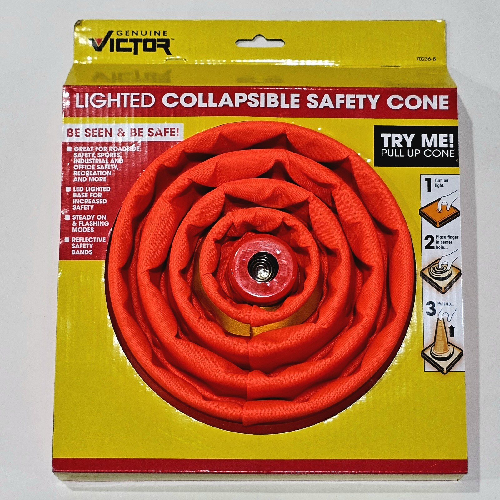 Genuine Victor Lighted Collapsible Safety Travel Orange Cone Roadside Emergency
