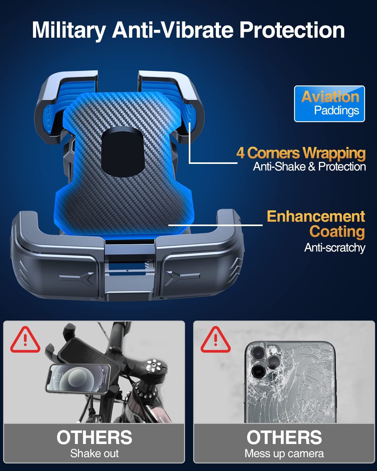 Motorcycle Phone Mount Holder for iPhone 16 Pro Max Anti-Shake 7.2"