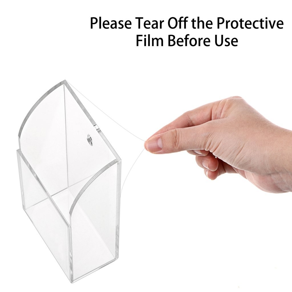 Hipiwe Wall Mount Remote Control Holder Clear Acrylic Media Small,