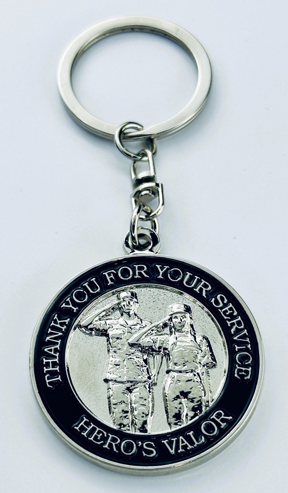 Thank You for Your Service Keychain Challenge Coin with Hero's Valor Prayer