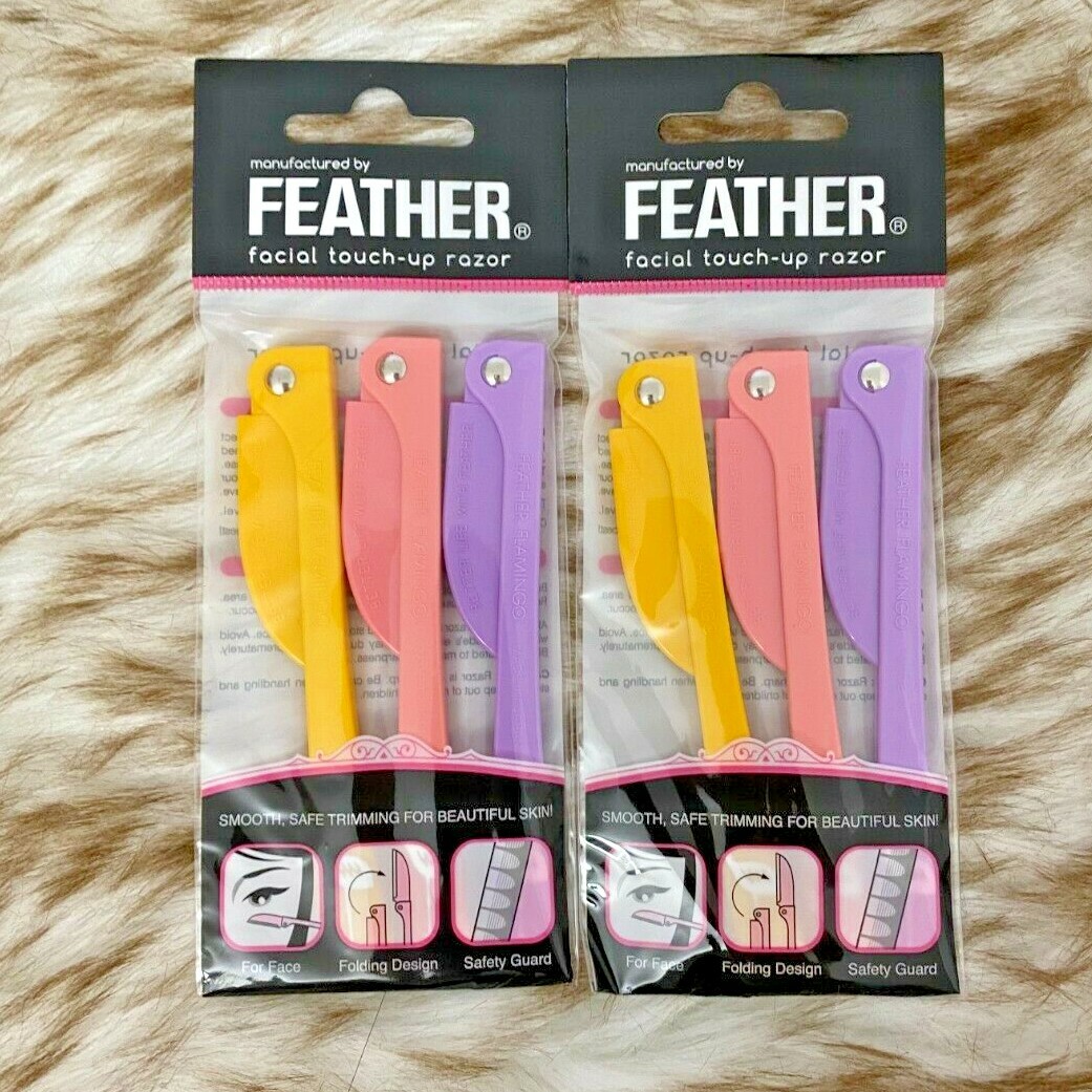 Feather Flamingo Facial Touch-up Razor (3 Razors X 2 Pack)