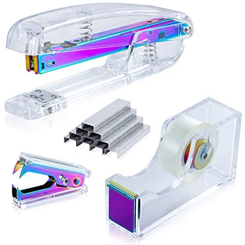 Dream Color Acrylic Stapler Set,Desk Multicolor Office Supplies kit