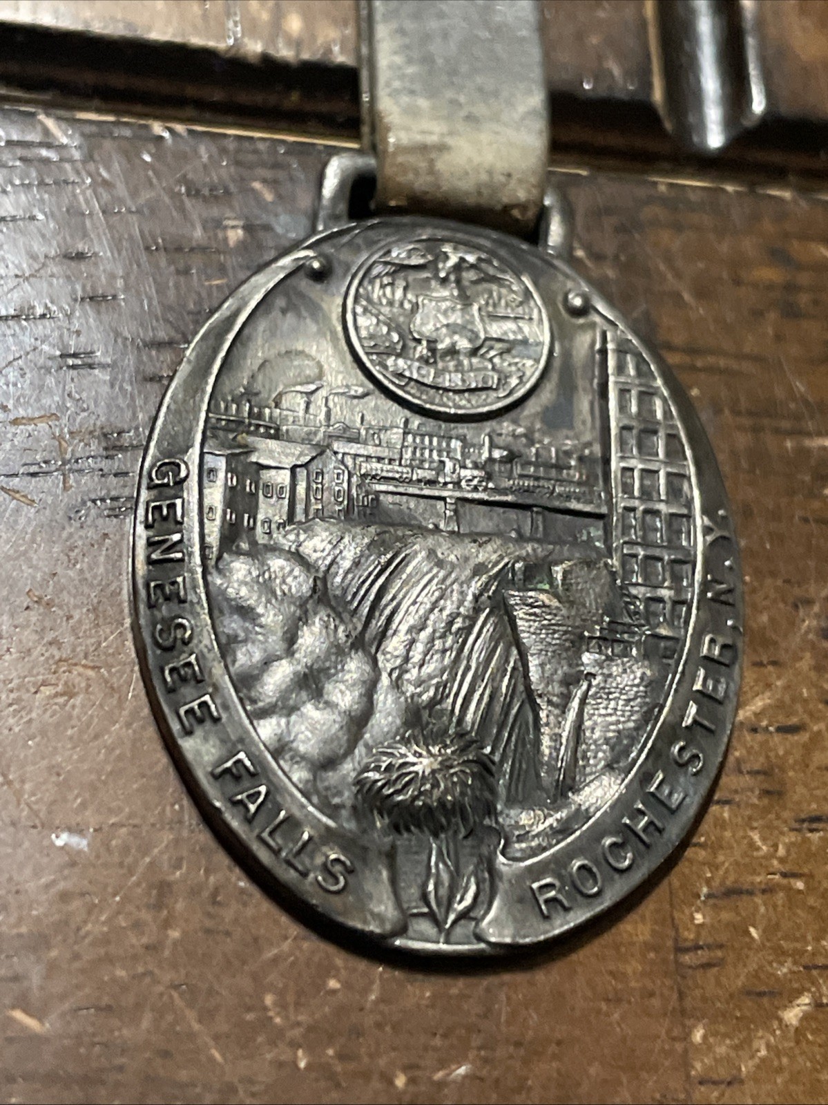 Genesee Falls, Rochester, New York Souvenir Pictorial Fob By Whitehead & Hoag Co