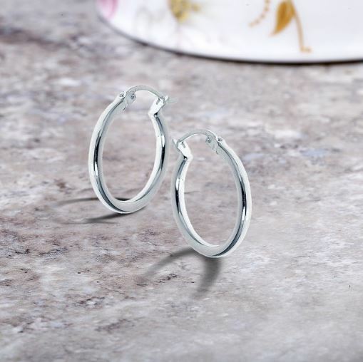 Solid Sterling Silver French Lock Hoop Earrings