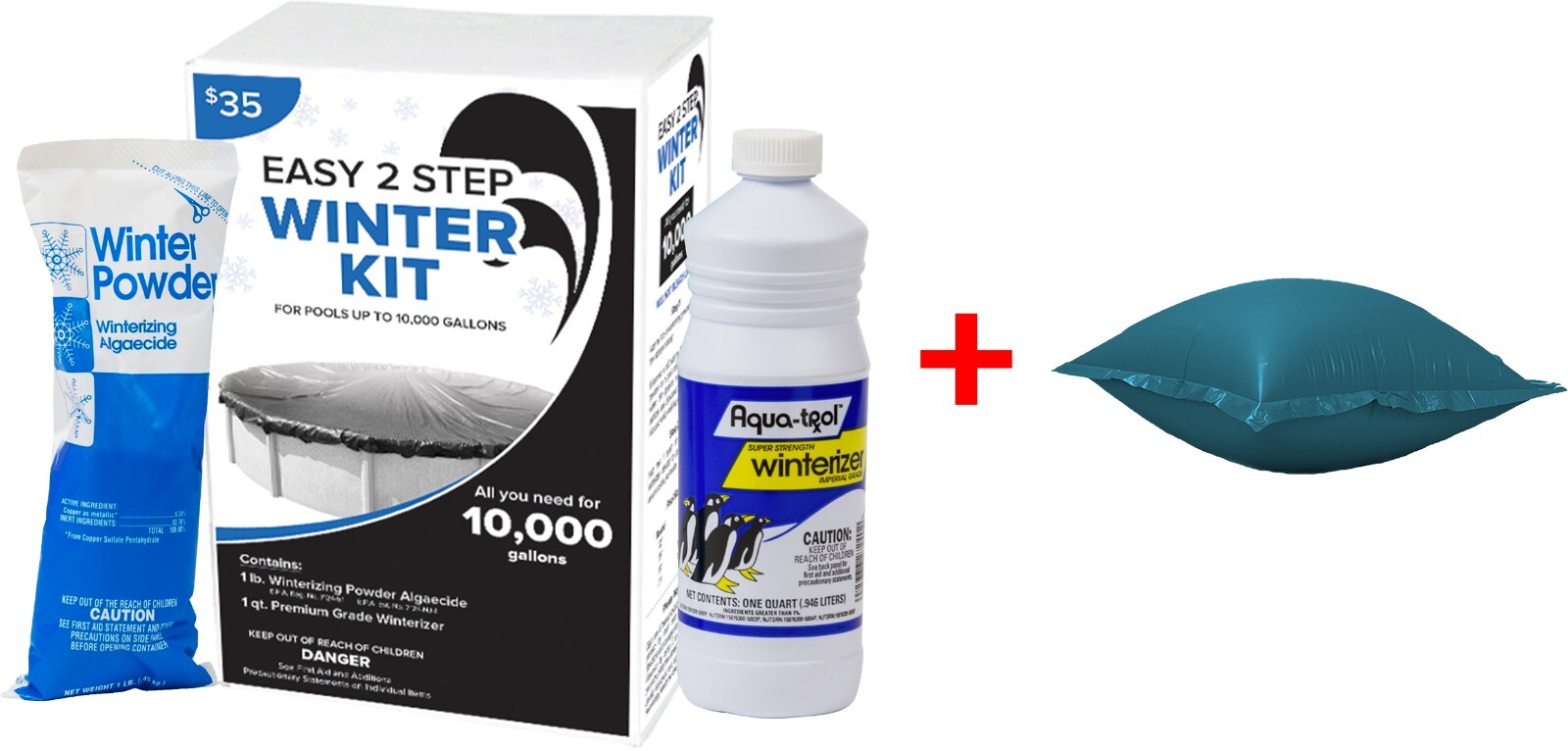 Swimming Pool Winter Kit Powder & Liquid 10,000 Gallon with 4'x4' Air Pillow *