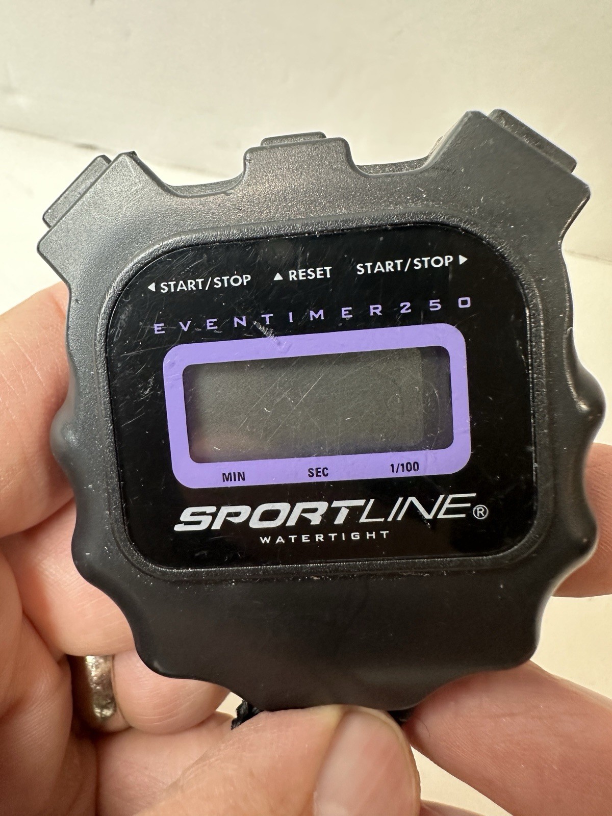 Sportline Eventimer 250 Watertight Stopwatch Black Purple Trim Needs Battery
