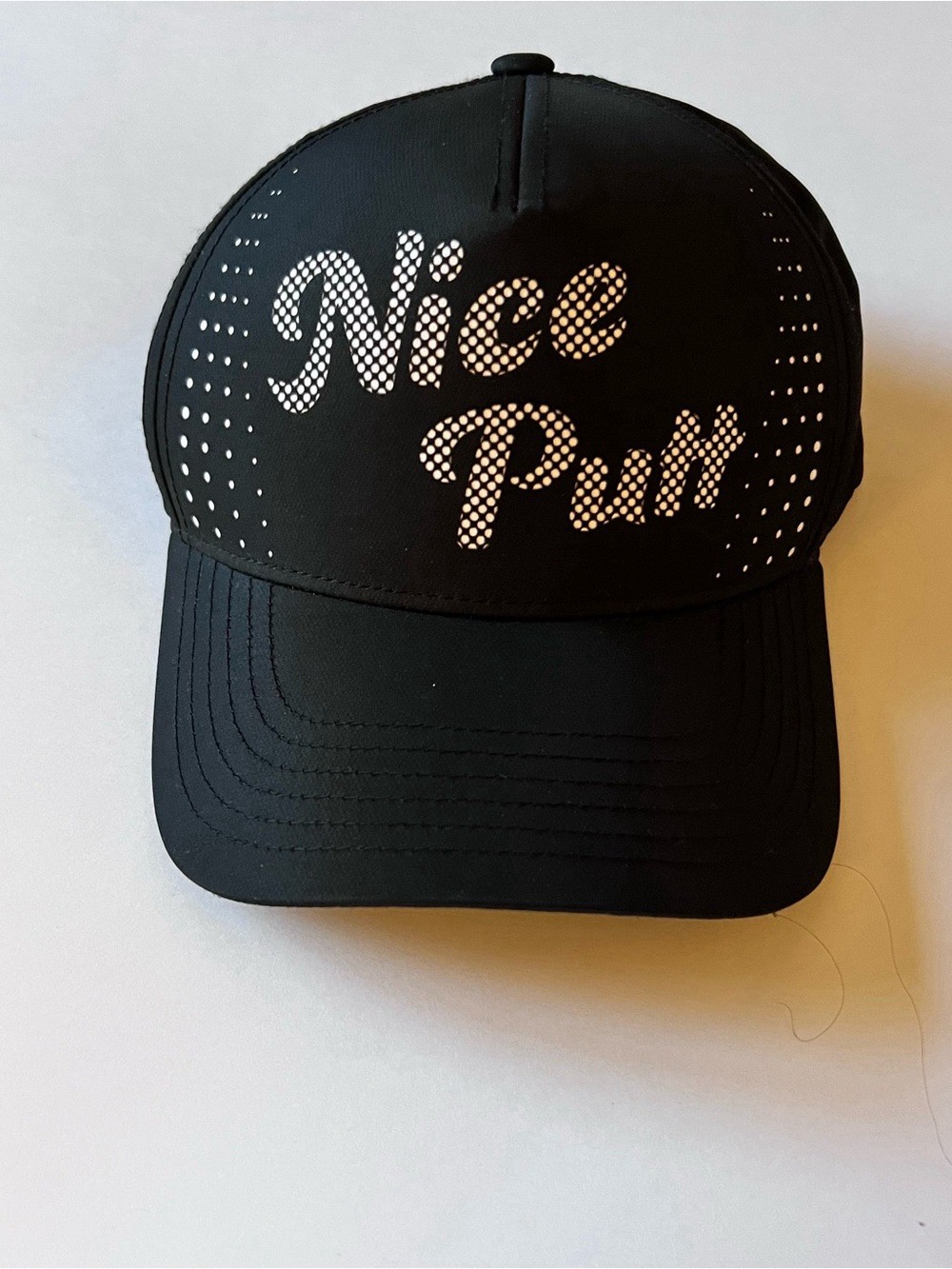PGA GOLF APPAREL NICE PUTT PERFORATED GOLF HAT BLACK OS NWT