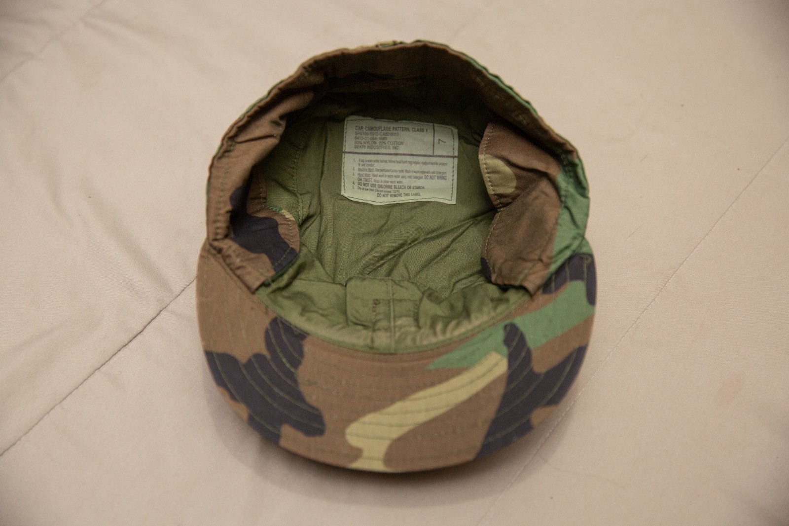 USGI M81 Woodland Camouflage Pattern Cap Class 1 Patched Size 7
